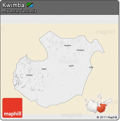 Classic Style 3D Map of Kwimba, single color outside
