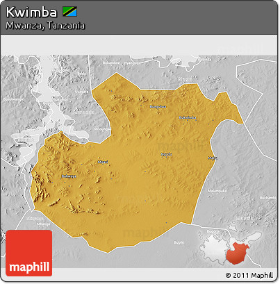 Physical 3D Map of Kwimba, lighten, desaturated