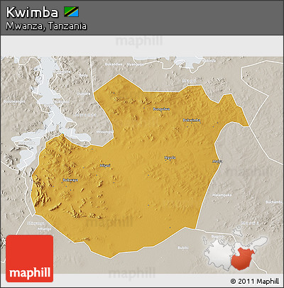 Physical 3D Map of Kwimba, lighten, semi-desaturated