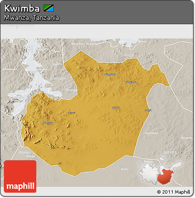 Physical 3D Map of Kwimba, lighten, semi-desaturated