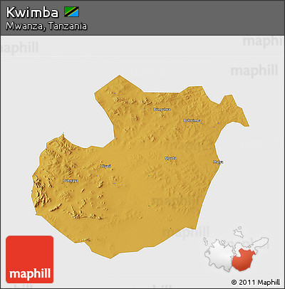Physical 3D Map of Kwimba, single color outside