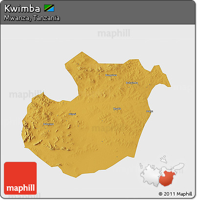 Physical 3D Map of Kwimba, single color outside