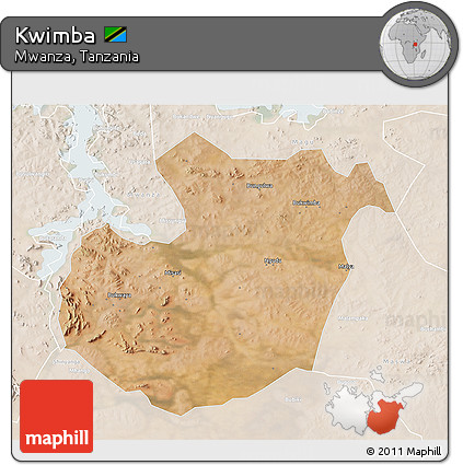 Satellite 3D Map of Kwimba, lighten