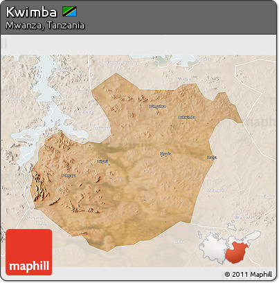 Satellite 3D Map of Kwimba, lighten