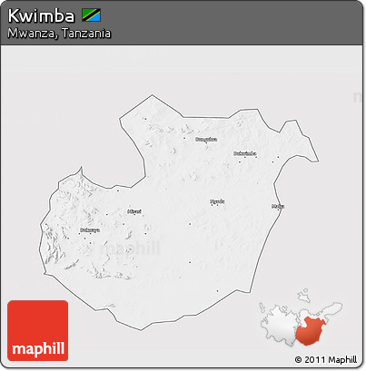 Silver Style 3D Map of Kwimba, single color outside