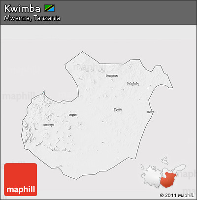 Silver Style 3D Map of Kwimba, single color outside
