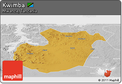 Physical Panoramic Map of Kwimba, lighten, desaturated