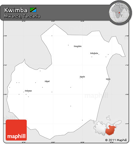 Silver Style Simple Map of Kwimba, single color outside