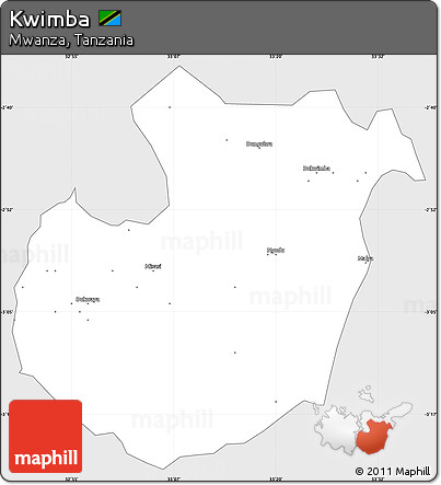 Silver Style Simple Map of Kwimba, single color outside