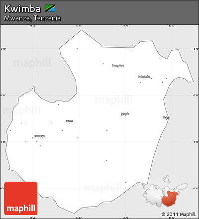 Silver Style Simple Map of Kwimba, single color outside