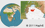 Satellite Location Map of Mwanza, highlighted country