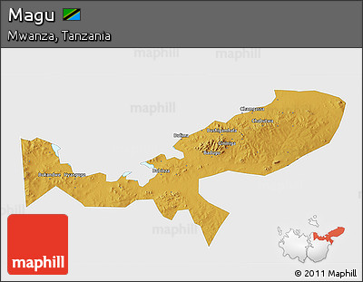 Physical 3D Map of Magu, single color outside