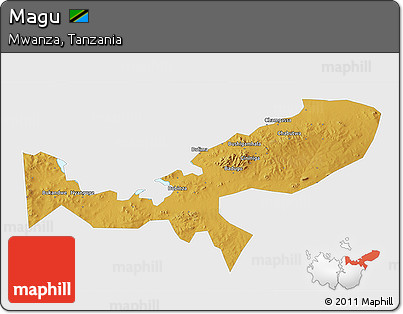 Physical 3D Map of Magu, single color outside