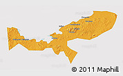 Political 3D Map of Magu, single color outside