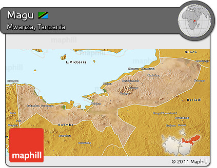 Satellite 3D Map of Magu, physical outside