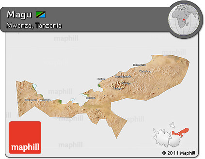Satellite 3D Map of Magu, single color outside