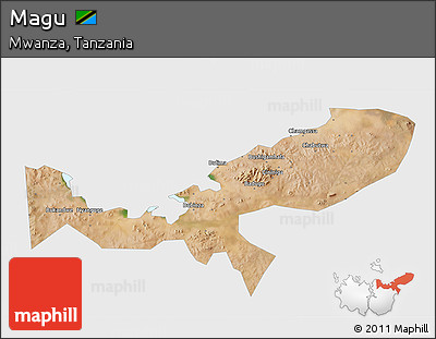 Satellite 3D Map of Magu, single color outside