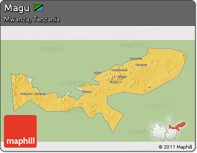 Savanna Style 3D Map of Magu, single color outside