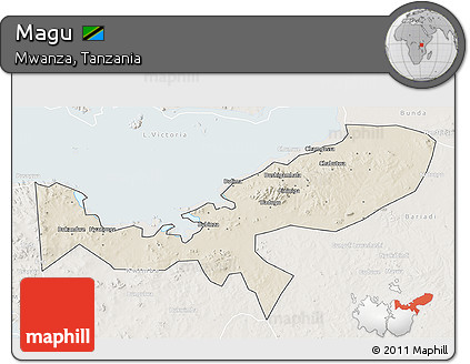 Shaded Relief 3D Map of Magu, lighten