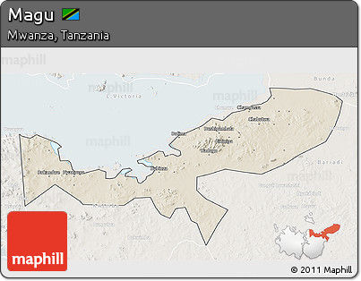 Shaded Relief 3D Map of Magu, lighten