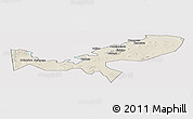 Shaded Relief Panoramic Map of Magu, single color outside