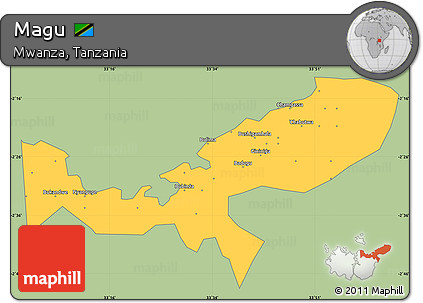 Savanna Style Simple Map of Magu, single color outside