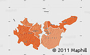 Political Shades Map of Mwanza, single color outside