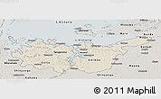 Shaded Relief Panoramic Map of Mwanza, semi-desaturated