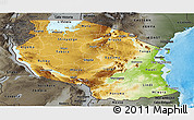 Physical Panoramic Map of Tanzania, darken, semi-desaturated, land only