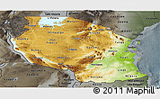 Physical Panoramic Map of Tanzania, darken, semi-desaturated