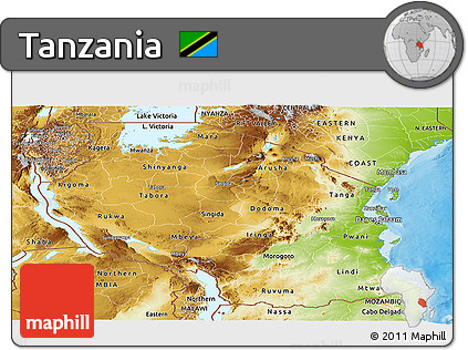Physical Panoramic Map of Tanzania
