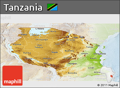 Physical Panoramic Map of Tanzania, lighten