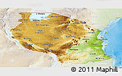 Physical Panoramic Map of Tanzania, lighten, land only