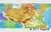 Physical Panoramic Map of Tanzania, political outside