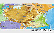 Physical Panoramic Map of Tanzania, political shades outside