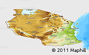 Physical Panoramic Map of Tanzania, single color outside, bathymetry sea