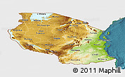 Physical Panoramic Map of Tanzania, single color outside, satellite sea
