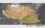 Satellite Panoramic Map of Tanzania, darken, desaturated