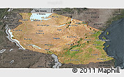 Satellite Panoramic Map of Tanzania, darken, semi-desaturated