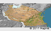 Satellite Panoramic Map of Tanzania, desaturated, land only