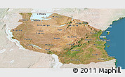 Satellite Panoramic Map of Tanzania, lighten, land only
