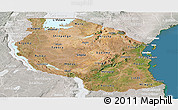 Satellite Panoramic Map of Tanzania, lighten, semi-desaturated, land only