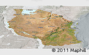 Satellite Panoramic Map of Tanzania, lighten, semi-desaturated