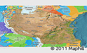 Satellite Panoramic Map of Tanzania, political outside, satellite sea