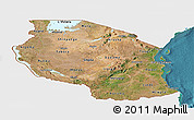 Satellite Panoramic Map of Tanzania, single color outside
