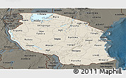 Shaded Relief Panoramic Map of Tanzania, darken