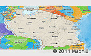 Shaded Relief Panoramic Map of Tanzania, political outside, shaded relief sea