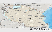 Shaded Relief Panoramic Map of Tanzania, semi-desaturated, land only