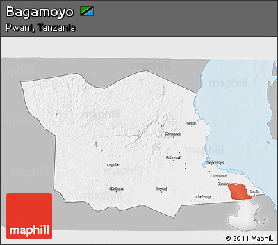 Gray 3D Map of Bagamoyo, single color outside