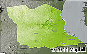 Physical 3D Map of Bagamoyo, darken, semi-desaturated